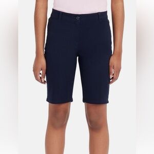 Izod Juniors Skinny Style Bermuda Shorts Stretch Twill Fabric Size 9 Navy NWT